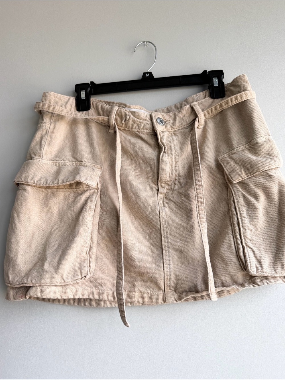 Stradivarius Beige Cargo Mini Shorts with Drawstring Waist